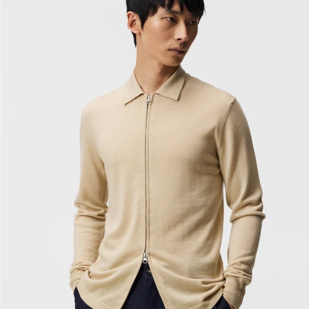 J. Lindeberg Tan Zip Up Sweater cardigan. NWT